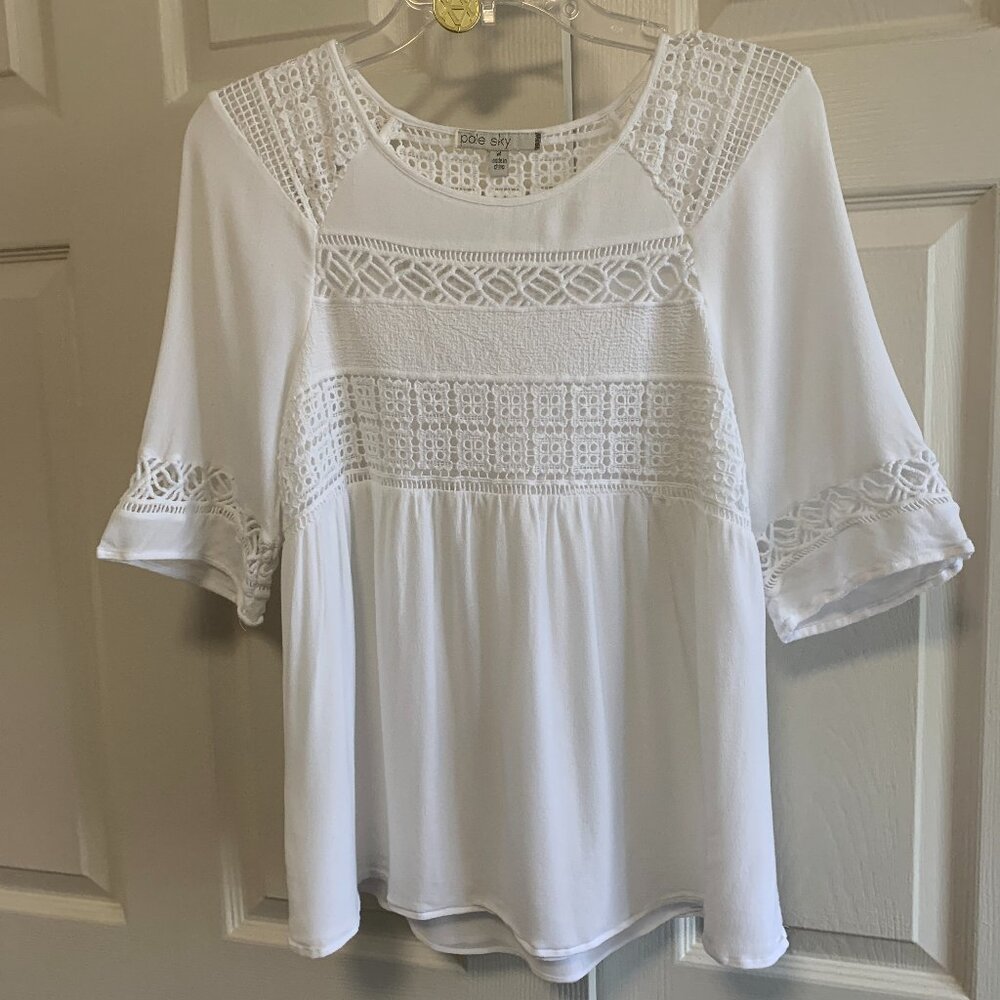 Flowy Crochet Trim white top